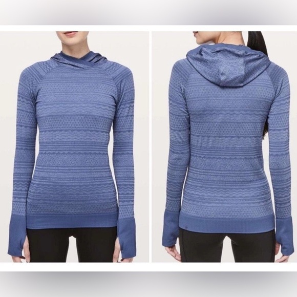 lululemon athletica Tops - Lululemon Rest Less Gatsby Blue Hooded Pullover Top Sz 6